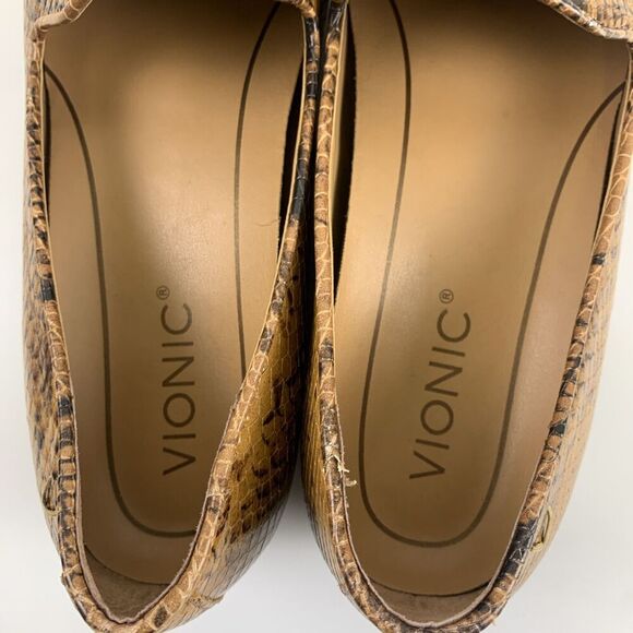 Vionic Willa Loafer Boa Brown Snakeskin Leather Slip On Comfort Flat Womens 6.5 - Picture 8 of 12